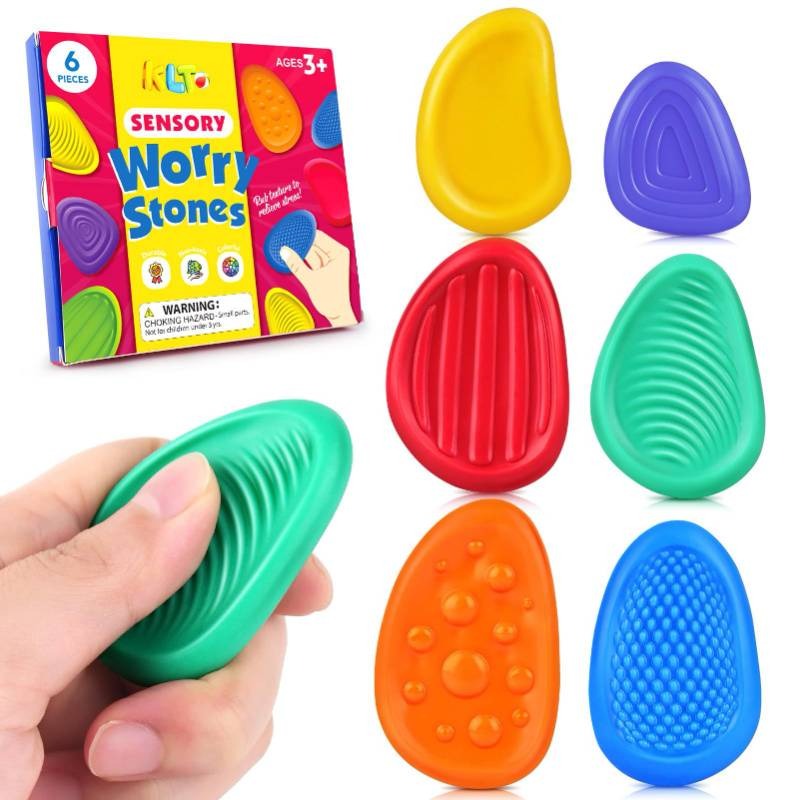 Fidget Toys Children's Sensory Stone Children's Decompression Toy Soft Silicone Texture Worry Stone