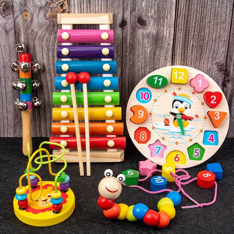Early education instrument hand-brain coordination interactive wooden toy
