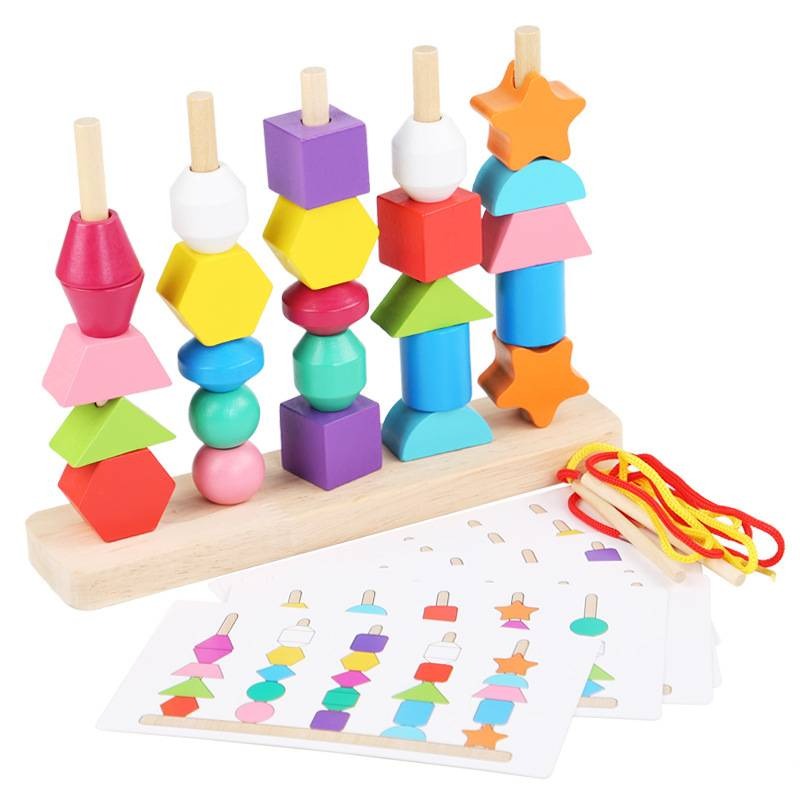 Children's wooden five-day beaded logical thinking game