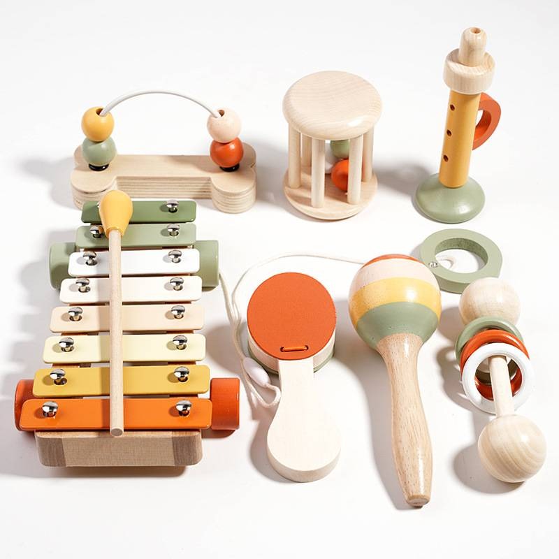 Montessori Wooden Soothing Rattle Toy Set