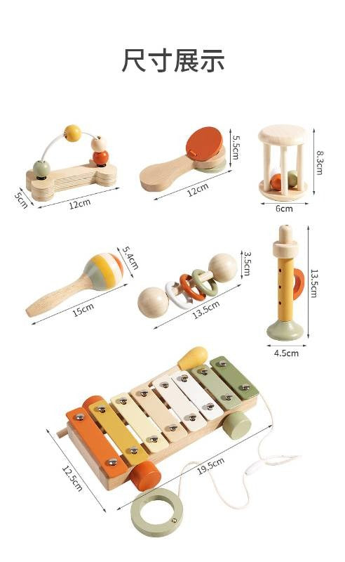 Montessori Wooden Soothing Rattle Toy Set