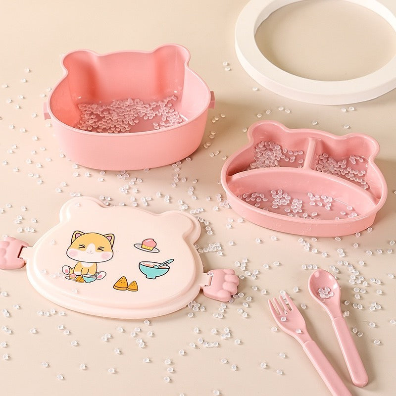 Microwaveable Double-layer cartoon lunch box (250+400ml)