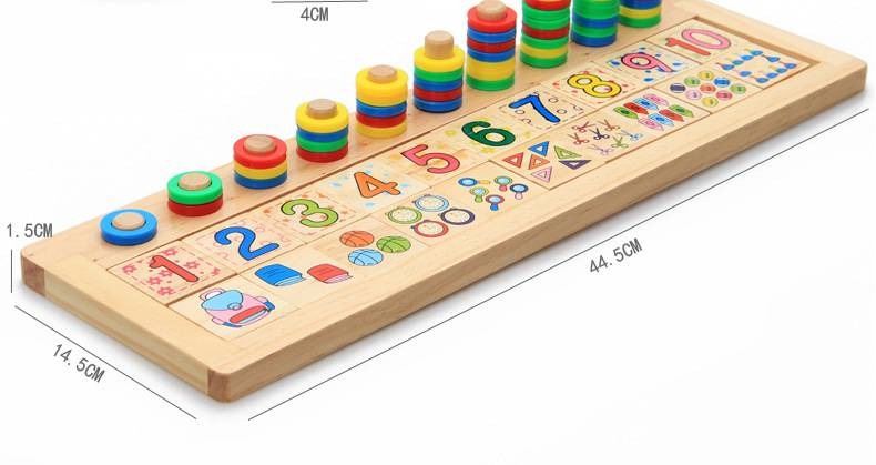 Wooden teaching logarithmic board children's early education rainbow donut early education teaching toy
