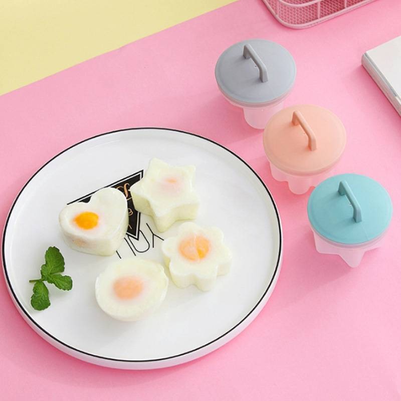 Egg boiler, pudding maker, egg decorating mold for baby attraction (4pcs mold & one pcs brush set)
