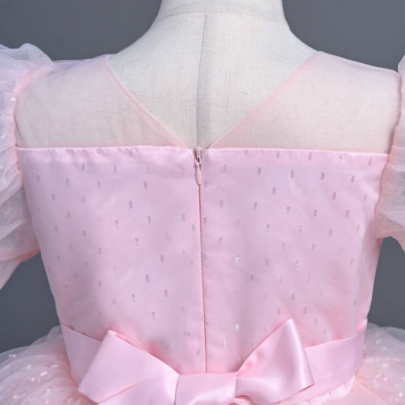 summer short-sleeved girl Wedding Dress Dmall Host banquet Princess Dress Girls Dress