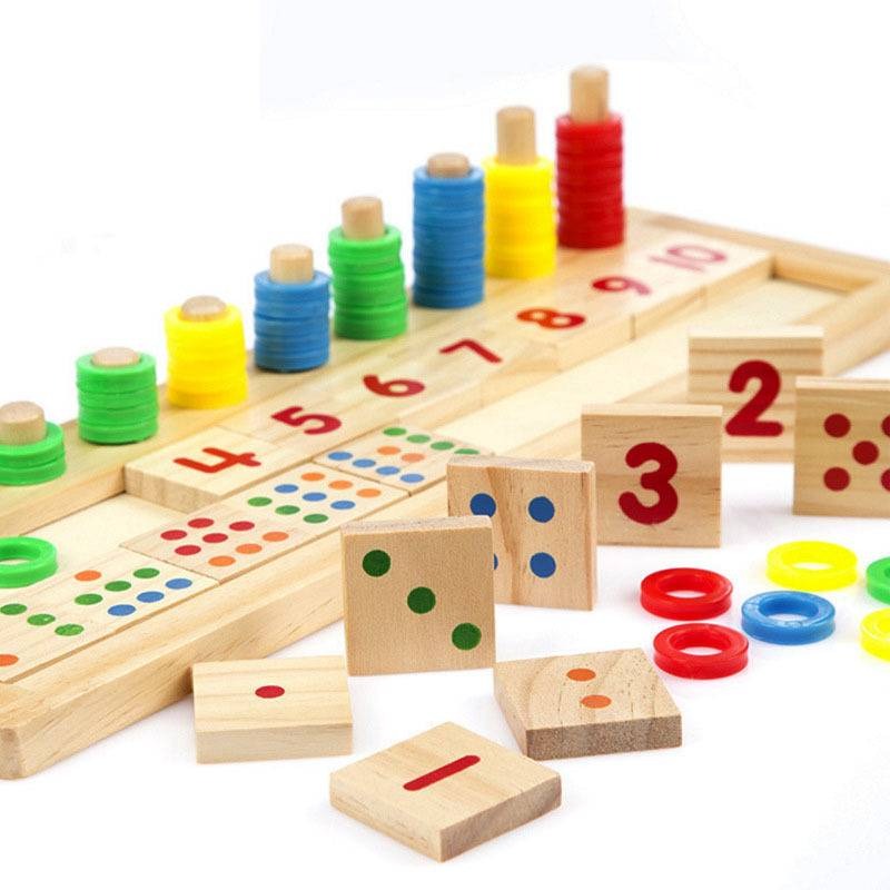 Wooden teaching logarithmic board children's early education rainbow donut early education teaching toy
