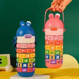 Children's Creative Puzzle Insulated Anti-fall Portable Cartoon Straw water pot 430ml