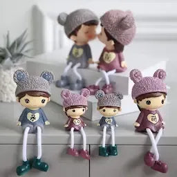 Couple hanging-legged doll home decorations resin crafts 4pcs set