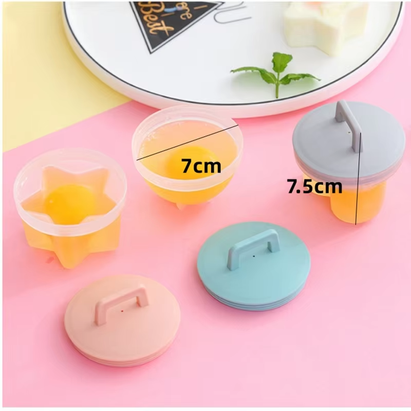 Egg boiler, pudding maker, egg decorating mold for baby attraction (4pcs mold & one pcs brush set)