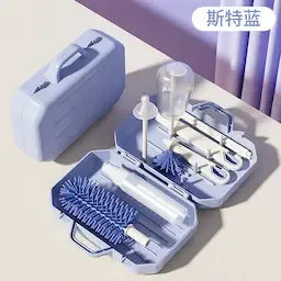 Bottle Brush Set Portable Multifunctional Silicone Bottle Cleaning Brush with Storage Drain Rack Nipple Straw Brush