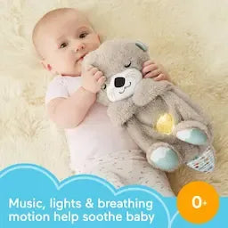 Soothe 'n Snuggle Otter Portable Plush Sound Machine with Music Lights & Breathing Motion for Newborns 0+ Months
