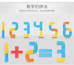 Children's water pipe building blocks educational puzzle diy plastic toys with manual book