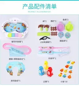 Children's magnetic fishing toy with penguin climbing stairs music Battery operated toys