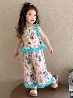 New Style Summer Vest Set for Girls, Thin Summer Clothes for Baby Girls