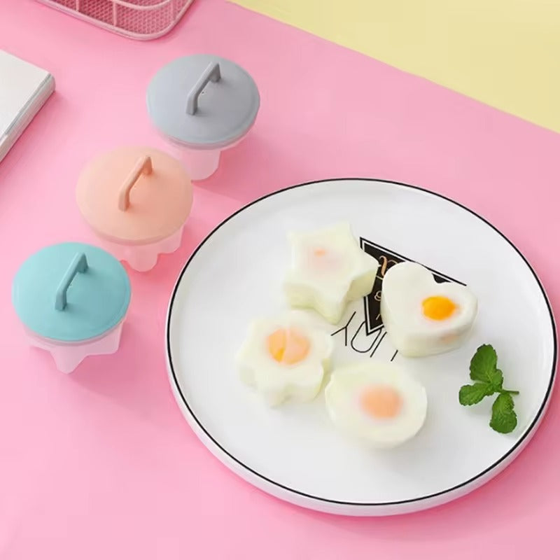Egg boiler, pudding maker, egg decorating mold for baby attraction (4pcs mold & one pcs brush set)