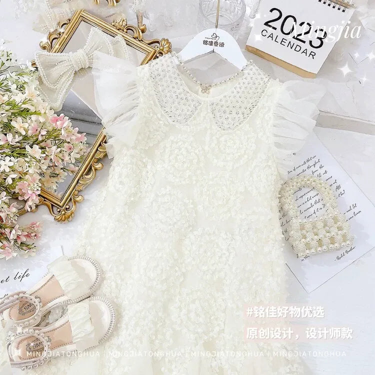 Elegant Girls' Dresses Summer 2026 New Style Stylish Girls' Vest Dress Tulle Skirt Children's Clothing Princess Dress