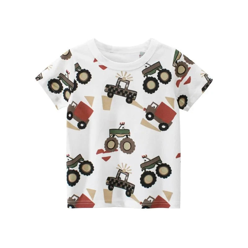 Jumping Meters Hot Selling Boys Girls Summer Baby T Shirts Short Sleeve Cartoon Cars Toddler Tees Tops Boys Girls Clothing - Mom & Kids