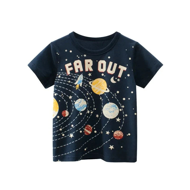 Jumping Meters Hot Selling Boys Girls Summer Baby T Shirts Short Sleeve Cartoon Cars Toddler Tees Tops Boys Girls Clothing - Mom & Kids