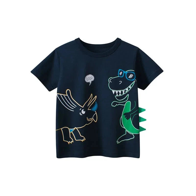 Jumping Meters Hot Selling Boys Girls Summer Baby T Shirts Short Sleeve Cartoon Cars Toddler Tees Tops Boys Girls Clothing - Mom & Kids