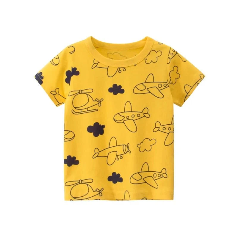Jumping Meters Hot Selling Boys Girls Summer Baby T Shirts Short Sleeve Cartoon Cars Toddler Tees Tops Boys Girls Clothing - Mom & Kids
