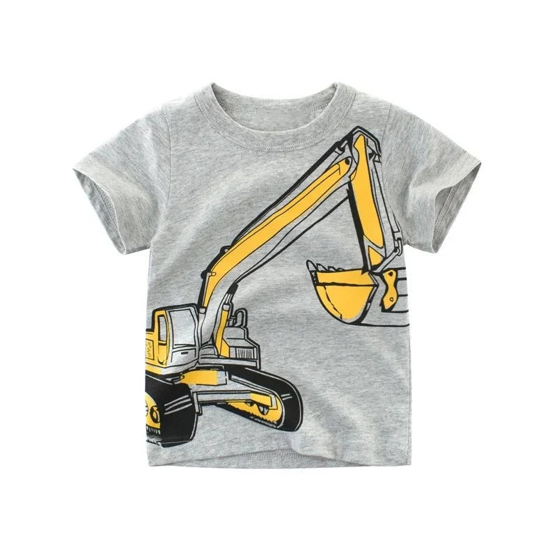 Jumping Meters Hot Selling Boys Girls Summer Baby T Shirts Short Sleeve Cartoon Cars Toddler Tees Tops Boys Girls Clothing - Mom & Kids