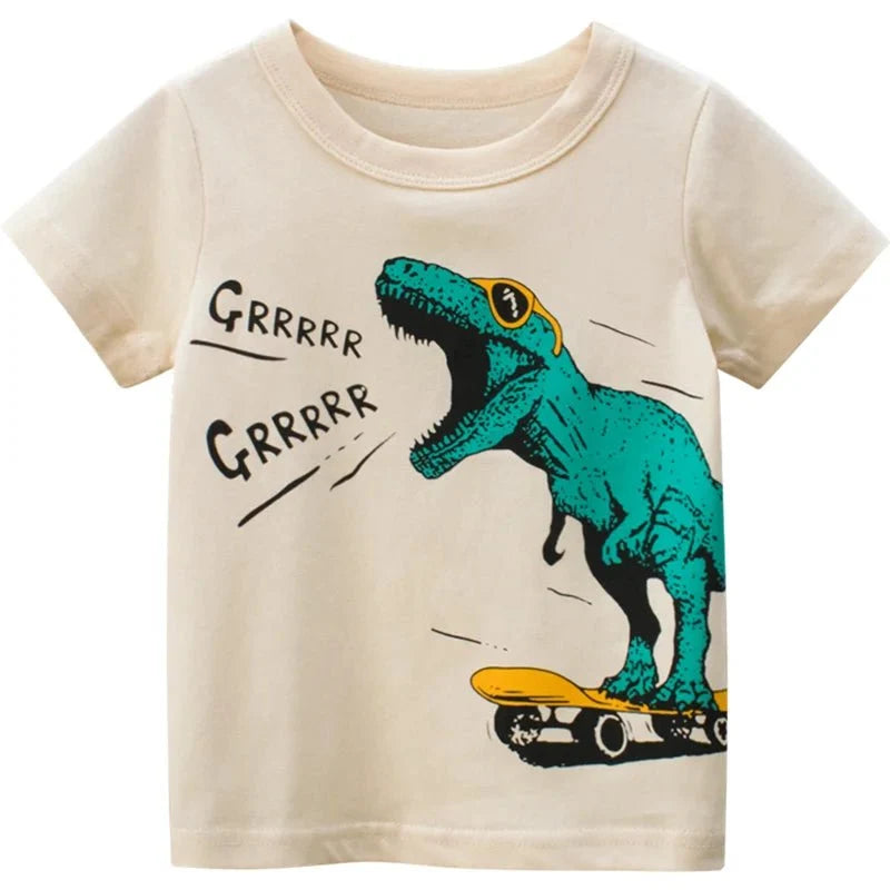 Jumping Meters Hot Selling Boys Girls Summer Baby T Shirts Short Sleeve Cartoon Cars Toddler Tees Tops Boys Girls Clothing - Mom & Kids