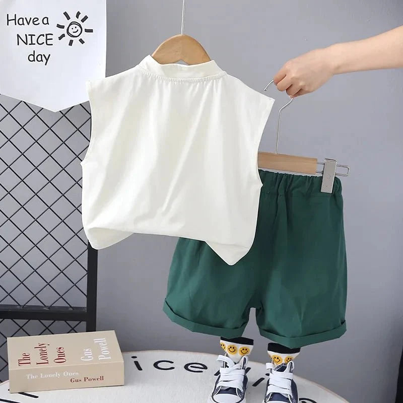 Kids Boy Piece - Kids Baby Boy 2 Piece Set Summer Fashion Letter Print Turtleneck Sleeveless T-shirts and Shorts Infant Boys