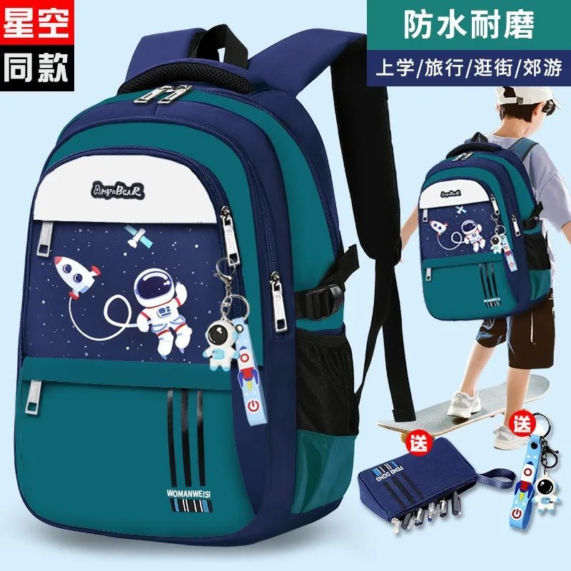 Kids Backpack Children School Bags for Boys Orthopedic School Backpack Waterproof Primary Schoolbag Book Bag (Green) - BaBy's World