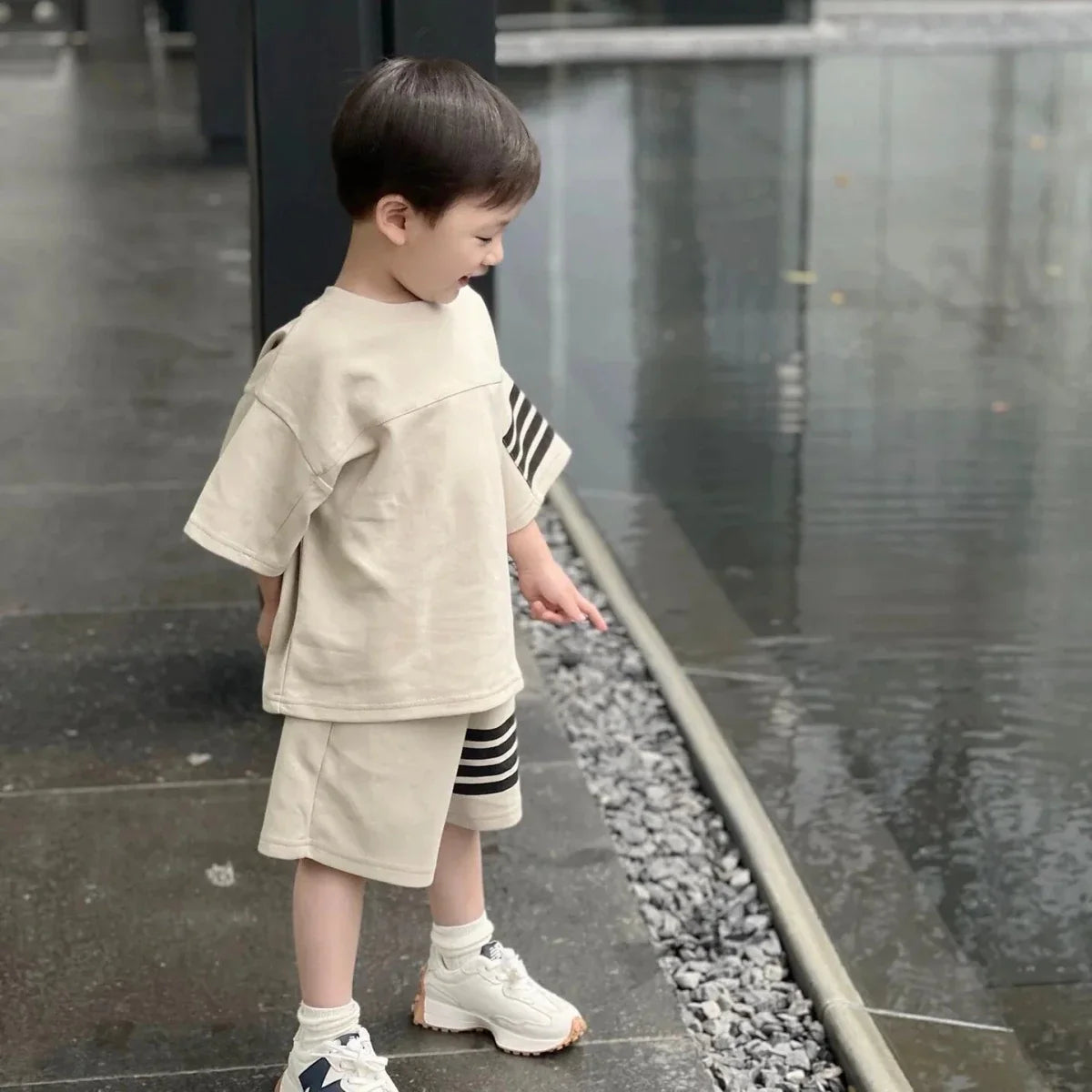 Kids Sportswear Piece - Kids Sportswear 2 Piece Set Korean Style Short Sleeve and Shorts Outfit for Boys and Girls - Boys