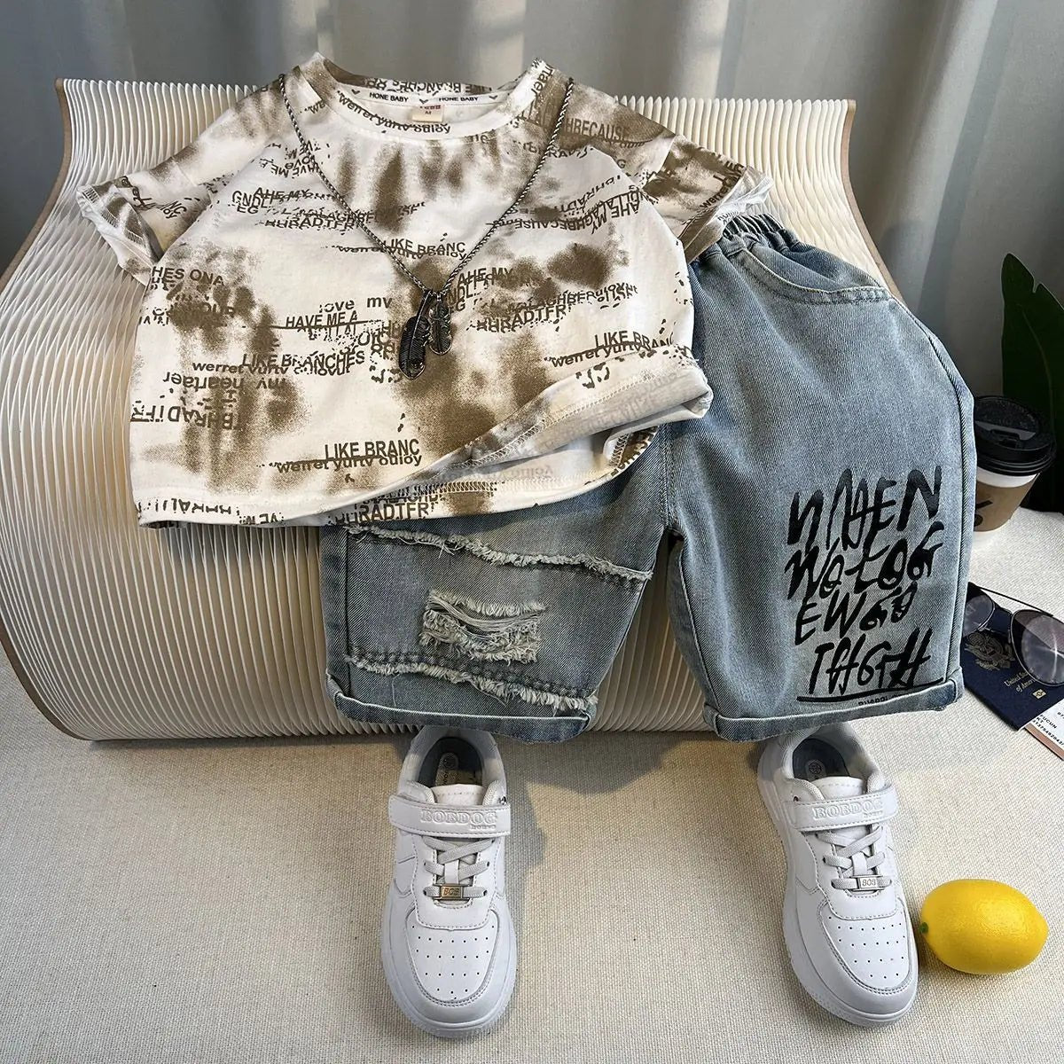 Korean Children Summer - Korean Children's Summer Clothes Kids Set Outfits Boys 2025 Handsome Sleeveless&Short Sleeved