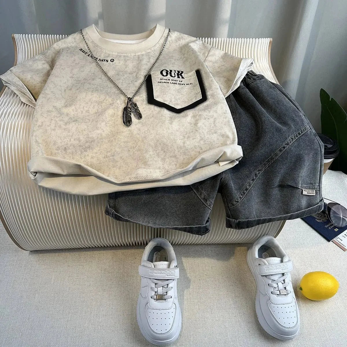 Korean Children Summer - Korean Children's Summer Clothes Kids Set Outfits Boys 2025 Handsome Sleeveless&Short Sleeved