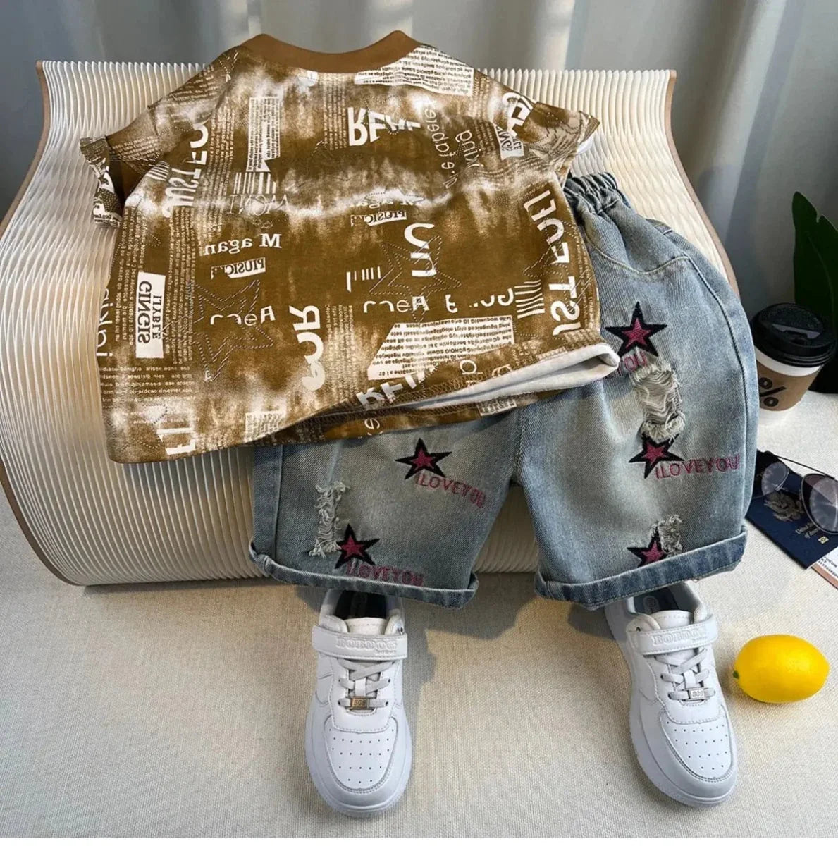 Korean Children Summer - Korean Children's Summer Clothes Kids Set Outfits Boys 2025 Handsome Sleeveless&Short Sleeved
