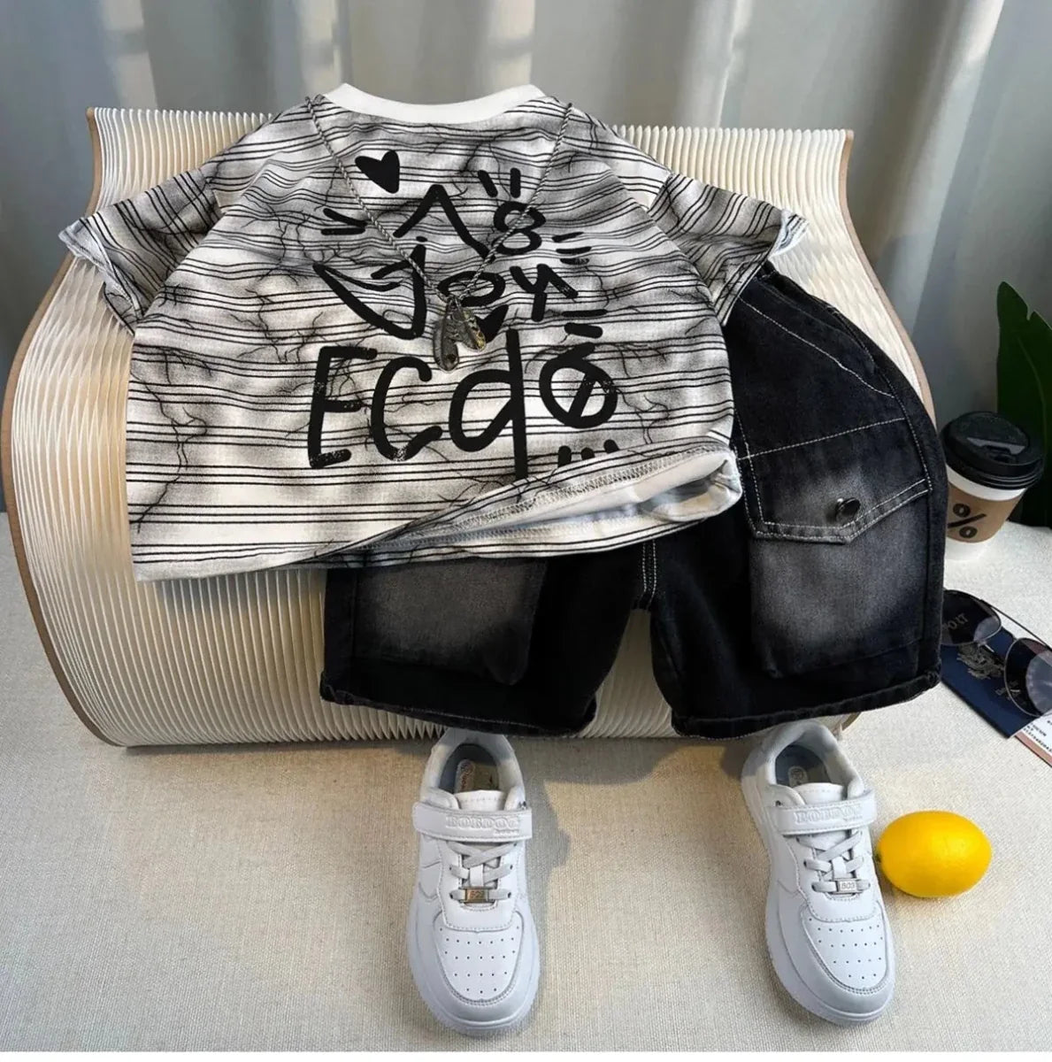 Korean Children Summer - Korean Children's Summer Clothes Kids Set Outfits Boys 2025 Handsome Sleeveless&Short Sleeved