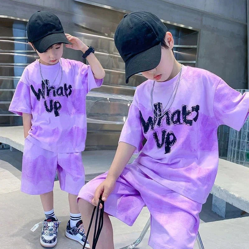 Korean Thin Sports Summer Two-Piece Set Boys Summer Set New Children's Summer Medium and Large Children's Boy - Boys Summer