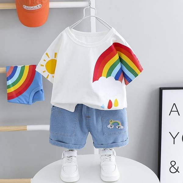 Baby Rainbow Dress Bangladesh | Original Imported Cute Baby Party Dress - T-shirt Set - Baby's World