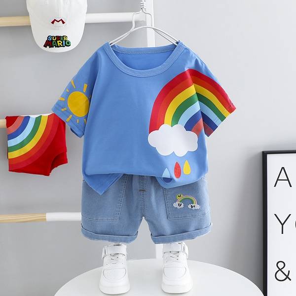 Baby Rainbow Dress Bangladesh | Original Imported Cute Baby Party Dress - T-shirt Set - Baby's World (view 2)