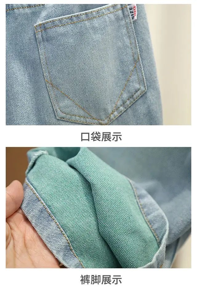 New Children Printed - New Children's Printed Thin T-shirt+ hole Denim Shorts Teenager Boys Summer Fashion outfits - Boys