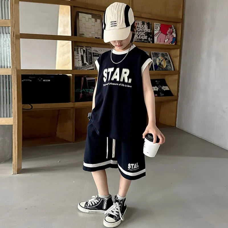 New Children Sets - New Children's Sets Teenager Basketball Sportswear Top+Shorts 2Pcs Big Kids Clothing Outfits - Boys