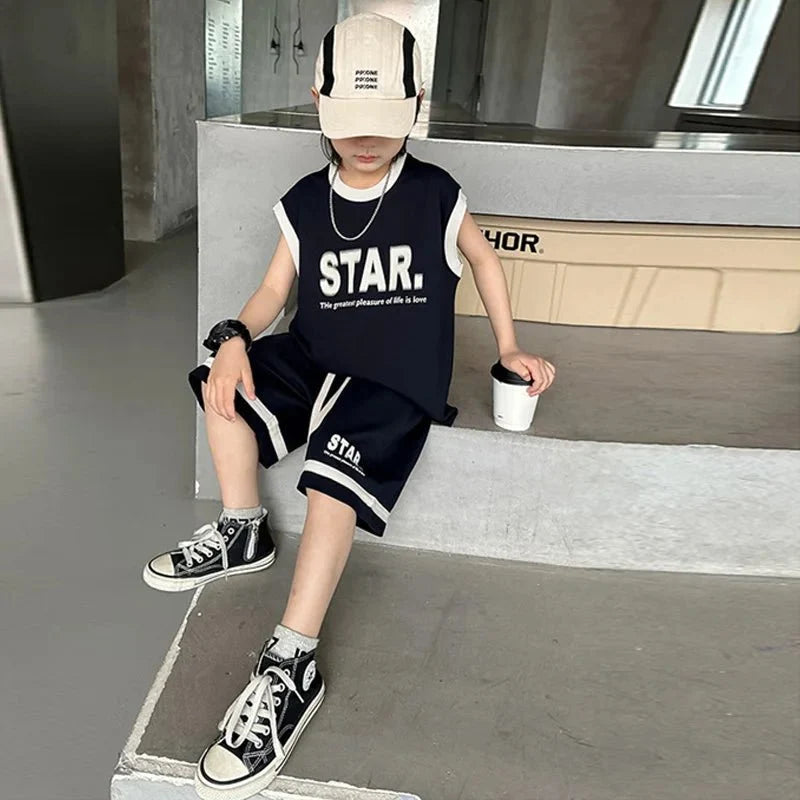 New Children Sets - New Children's Sets Teenager Basketball Sportswear Top+Shorts 2Pcs Big Kids Clothing Outfits - Boys
