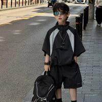 New Handsome Casual Work Clothes Set for Children, Boys' Sports and Leisure, Breathable Two Piece Set, Trendy