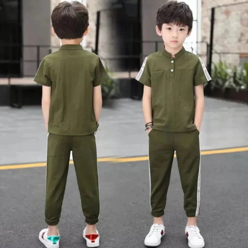New Summer Boys Clothing Sets Children T-shirt Short Sleeve +Pants Set Two Pieces Set Kids Baby Boys Clothes 6 8 10 Years
