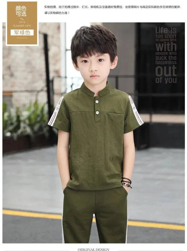 New Summer Boys Clothing Sets Children T-shirt Short Sleeve +Pants Set Two Pieces Set Kids Baby Boys Clothes 6 8 10 Years