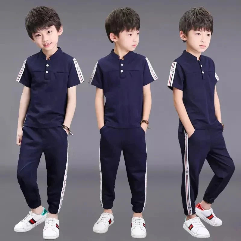 New Summer Boys Clothing Sets Children T-shirt Short Sleeve +Pants Set Two Pieces Set Kids Baby Boys Clothes 6 8 10 Years