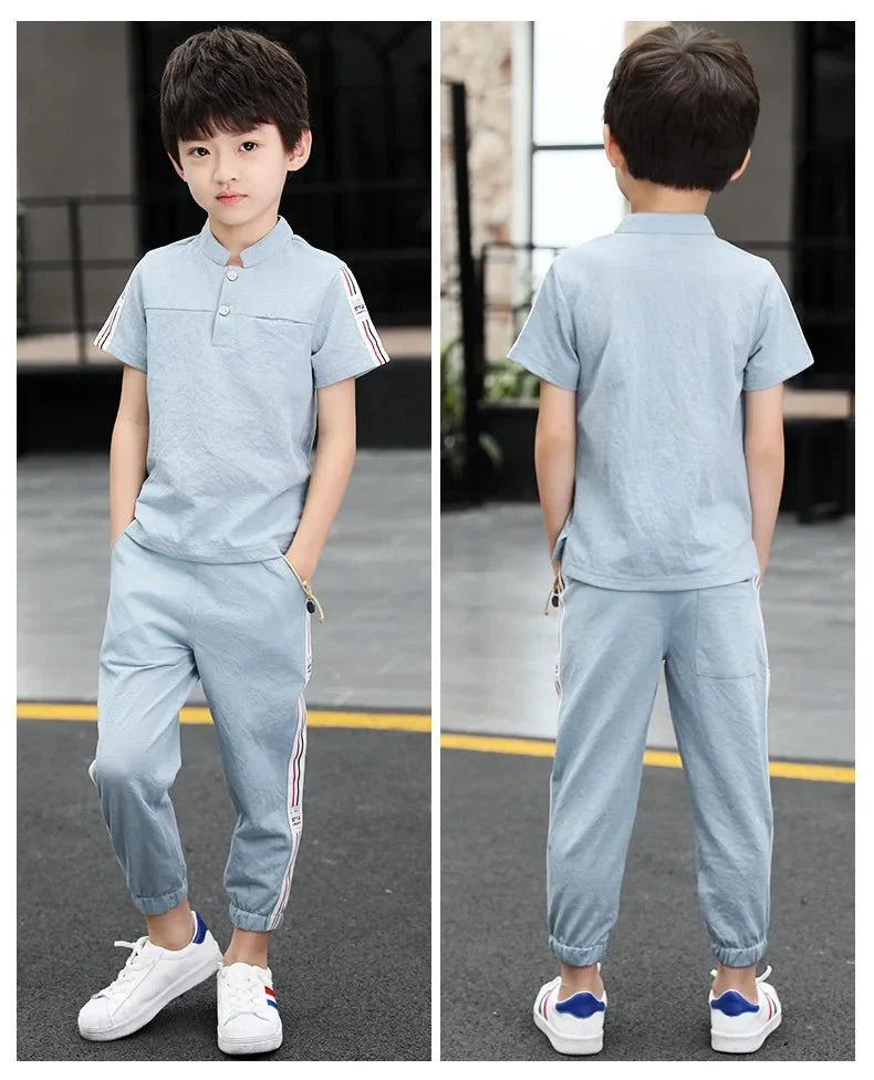 New Summer Boys Clothing Sets Children T-shirt Short Sleeve +Pants Set Two Pieces Set Kids Baby Boys Clothes 6 8 10 Years