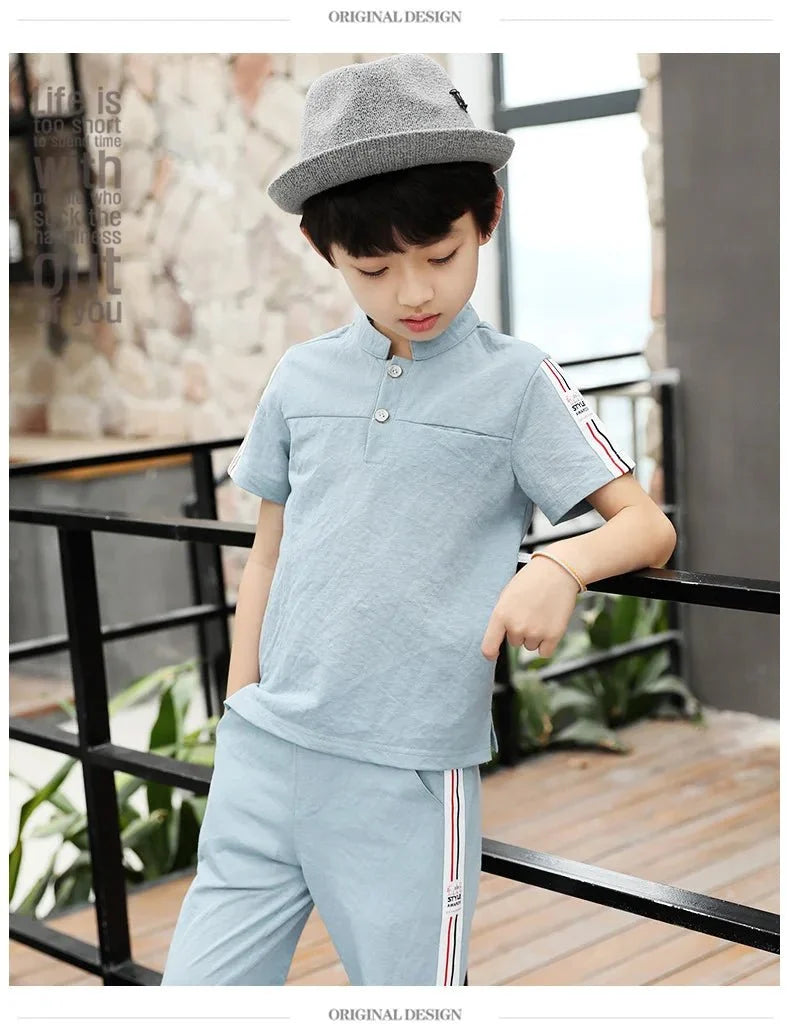 New Summer Boys Clothing Sets Children T-shirt Short Sleeve +Pants Set Two Pieces Set Kids Baby Boys Clothes 6 8 10 Years