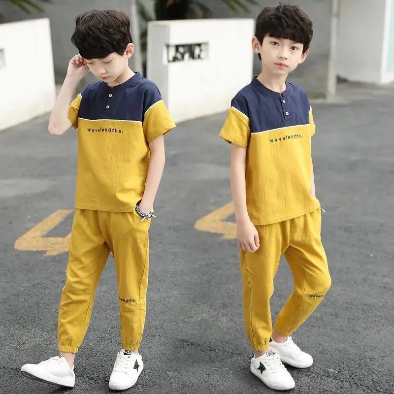 New Summer Boys Clothing Sets Children T-shirt Short Sleeve +Pants Set Two Pieces Set Kids Baby Boys Clothes 6 8 10 Years