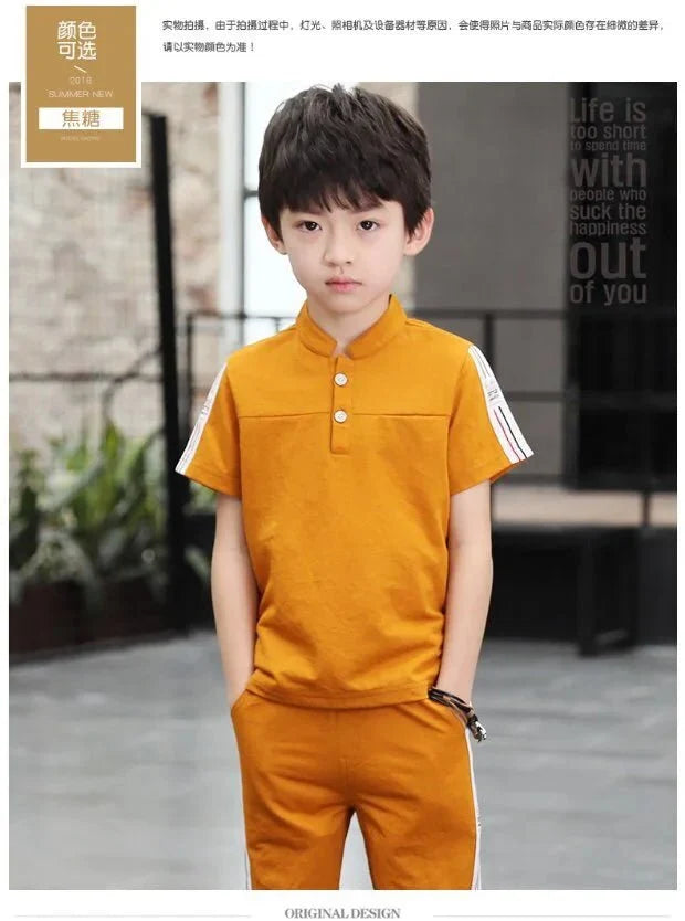 New Summer Boys Clothing Sets Children T-shirt Short Sleeve +Pants Set Two Pieces Set Kids Baby Boys Clothes 6 8 10 Years