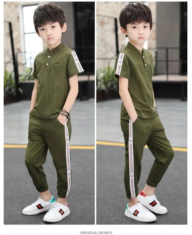 New Summer Boys Clothing Sets Children T-shirt Short Sleeve +Pants Set Two Pieces Set Kids Baby Boys Clothes 6 8 10 Years