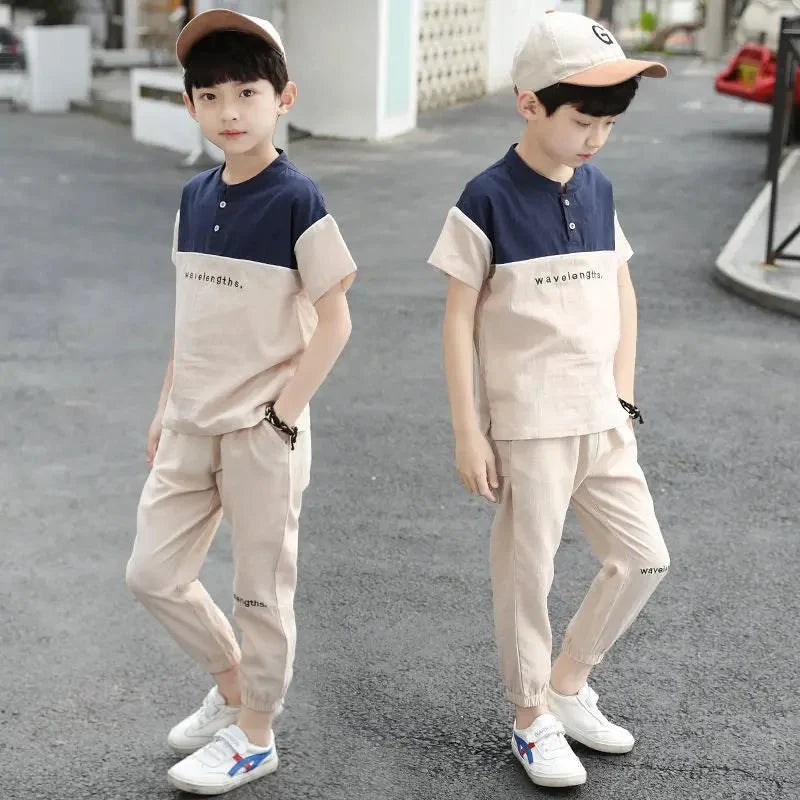 New Summer Boys Clothing Sets Children T-shirt Short Sleeve +Pants Set Two Pieces Set Kids Baby Boys Clothes 6 8 10 Years