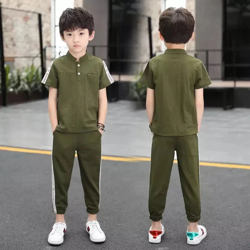 New Summer Boys Clothing Sets Children T-shirt Short Sleeve +Pants Set Two Pieces Set Kids Baby Boys Clothes 6 8 10 Years